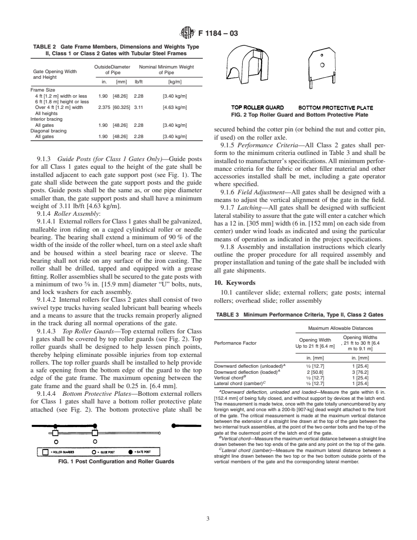 ASTM F1184-03 - Standard Specification for Industrial and Commercial Horizontal Slide Gates