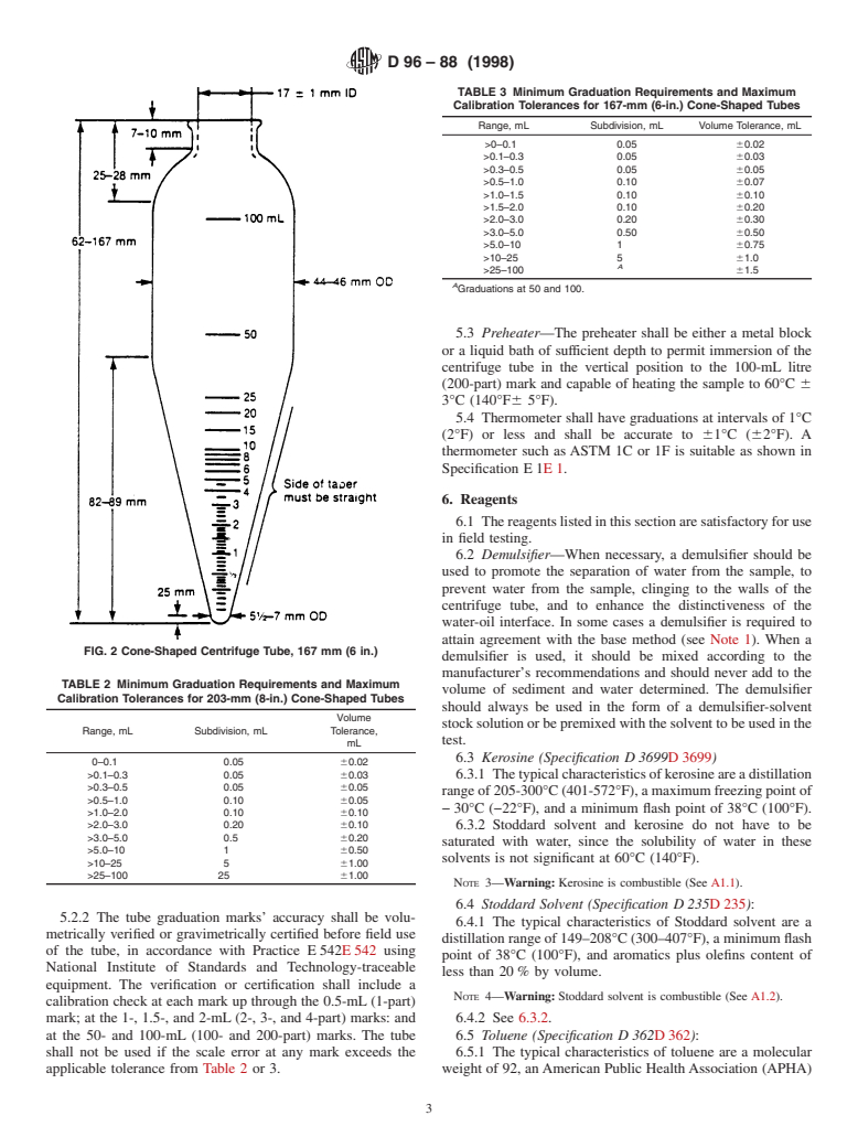 ASTM D96-88(1998) - Standard Test Methods for Water and Sediment in Crude Oil by Centrifuge Method (Field Procedure) (Withdrawn 2000)