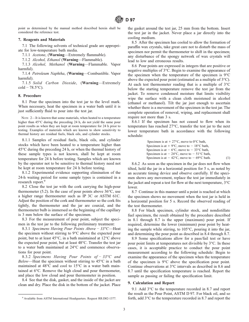 ASTM D97-02 - Standard Test Method for Pour Point of Petroleum Products