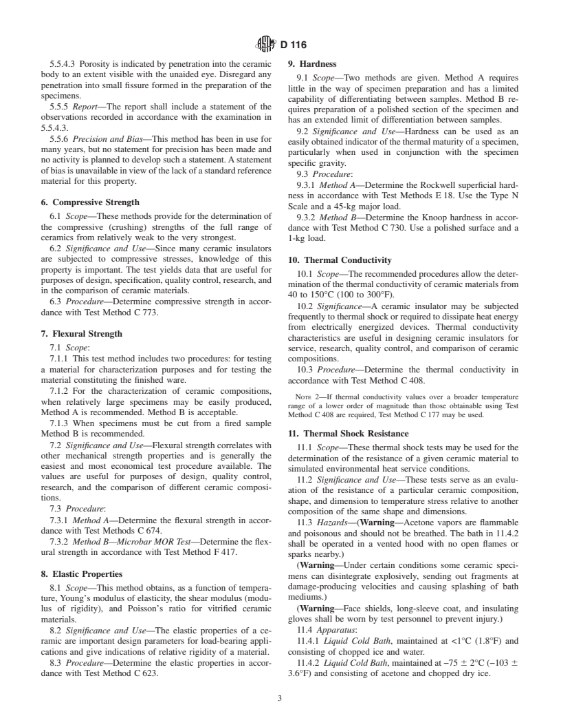 ASTM D116-86(1999) - Standard Test Methods for Vitrified Ceramic Materials for Electrical Applications