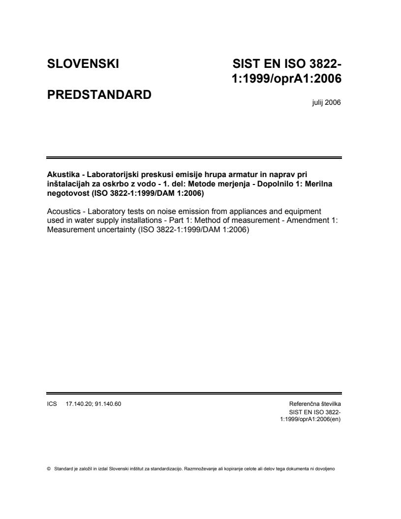 EN ISO 3822-1:1999/oprA1:2006