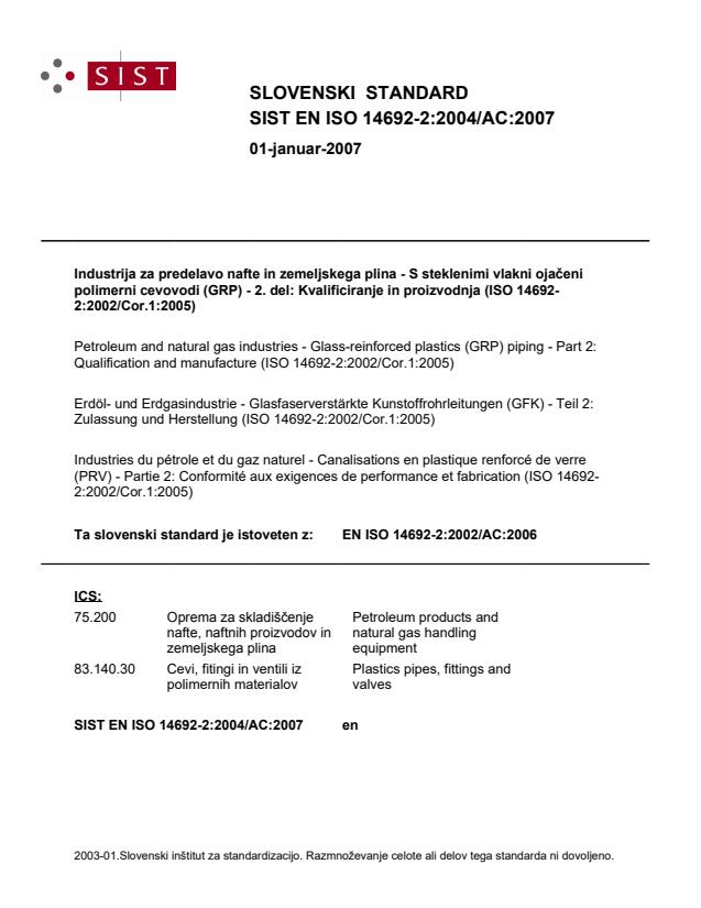EN ISO 14692-2:2004/AC:2007