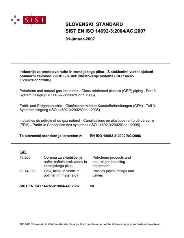 EN ISO 14692-3:2004/AC:2007