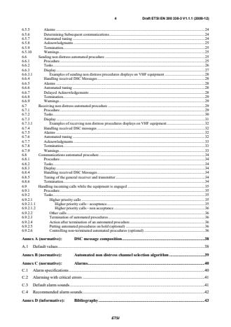 SIST EN 300 338-3 V1.1.1:2010 ETSI EN 300 338-3 V1.1.1 (2008-12) - Electromagnetic compatibility and Radio spectrum Matters (ERM); Technical characteristics and methods of measurement for equipment for generation, transmission and reception of Digital Selective Calling (DSC) in the maritime MF, MF/HF and/or VHF mobile service; Part 3: Class D DSC - Page 4 preview