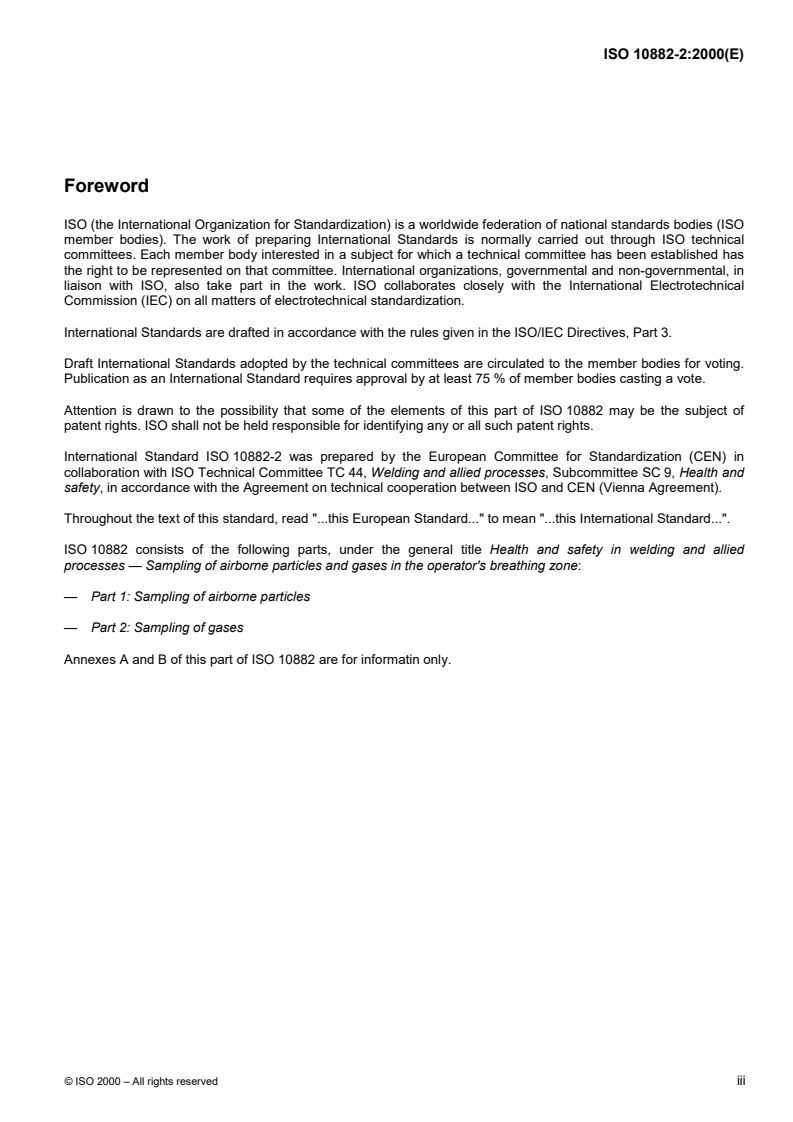 ISO 10882-2:2000 - Health and safety in welding and allied processes — Sampling of airborne particles and gases in the operator's breathing zone — Part 2: Sampling of gases
Released:10/12/2000