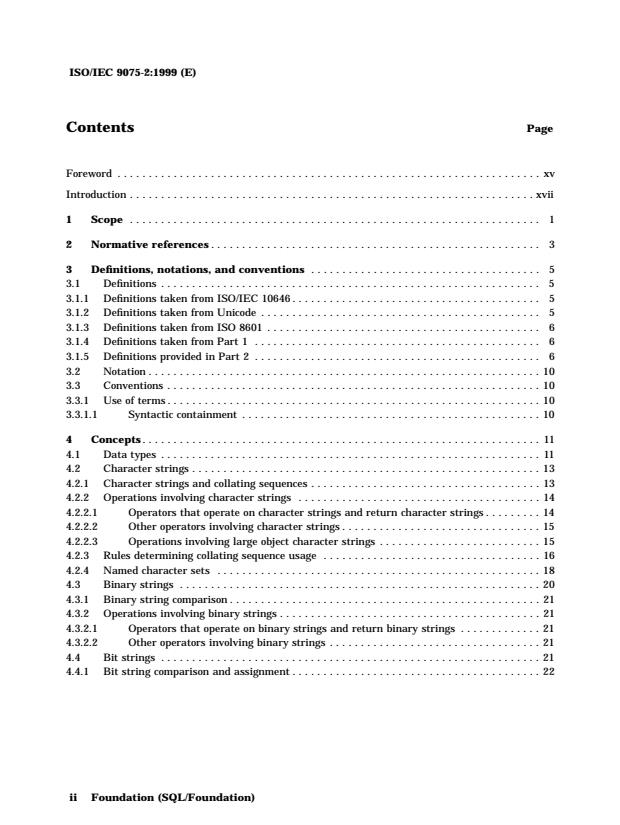 ISO/IEC 9075-2:1999 ISO/IEC 9075-2:1999 - Information technology -- Database languages -- SQL - Page 4 preview