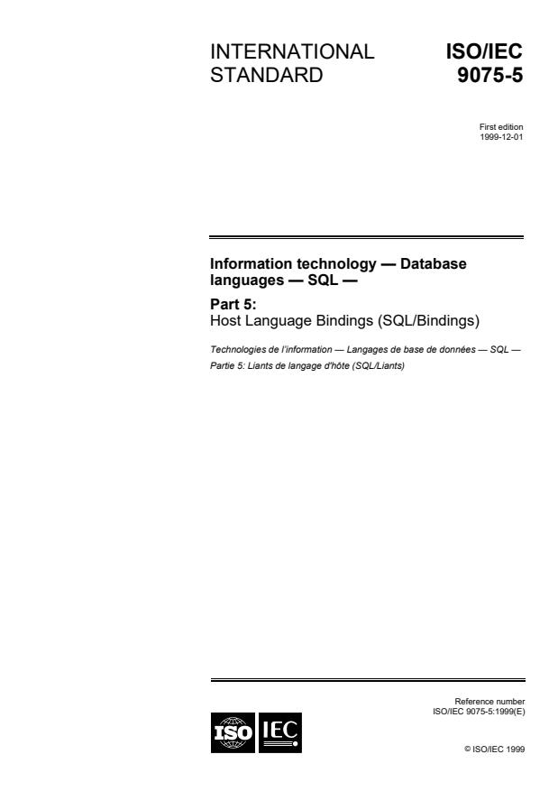 ISO/IEC 9075-5:1999 - Information technology -- Database languages -- SQL
