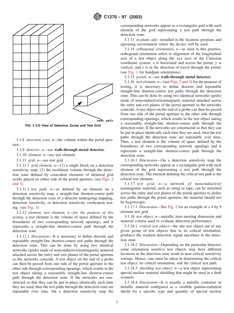 ASTM C1270-97(2003) - Standard Practice for Detection Sensitivity Mapping of In-Plant Walk-Through Metal Detectors