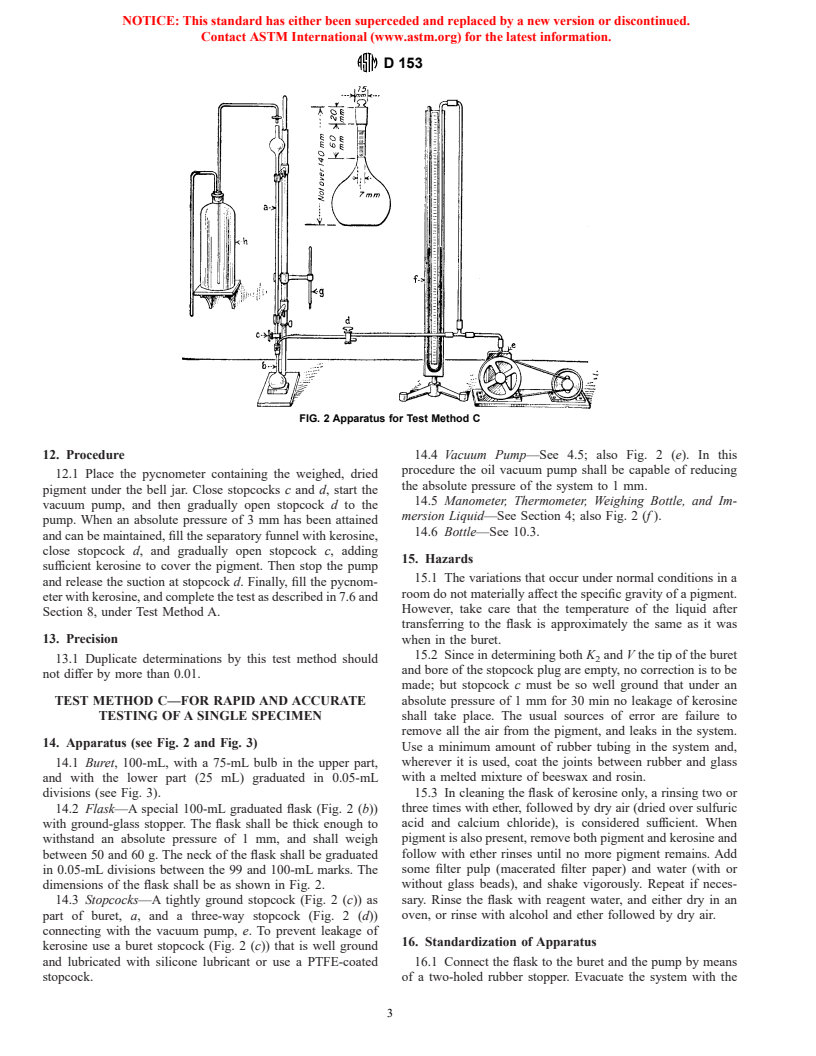 ASTM D153-84(1996)e1 - Standard Test Methods for Specific Gravity of Pigments