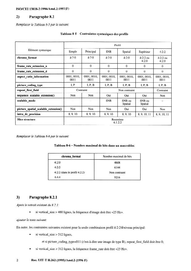 ISO/IEC 13818-2:1996/Amd 2:1997 ISO/IEC 13818-2:1996/Amd 2:1997 - Profil 4:2:2 - Page 4 preview