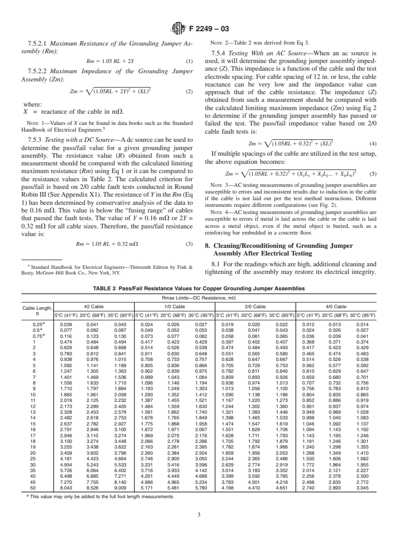 ASTM F2249-03 - Standard Specification for In-Service Test Methods for Temporary Grounding Jumper Assemblies Used on De-Energized Electric Power Lines and Equipment