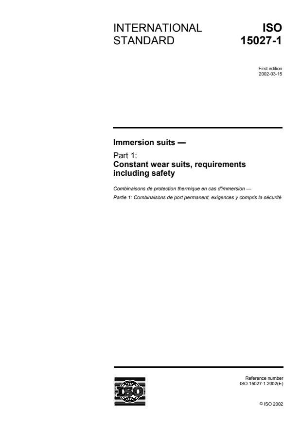 ISO 15027-1:2002 - Immersion suits