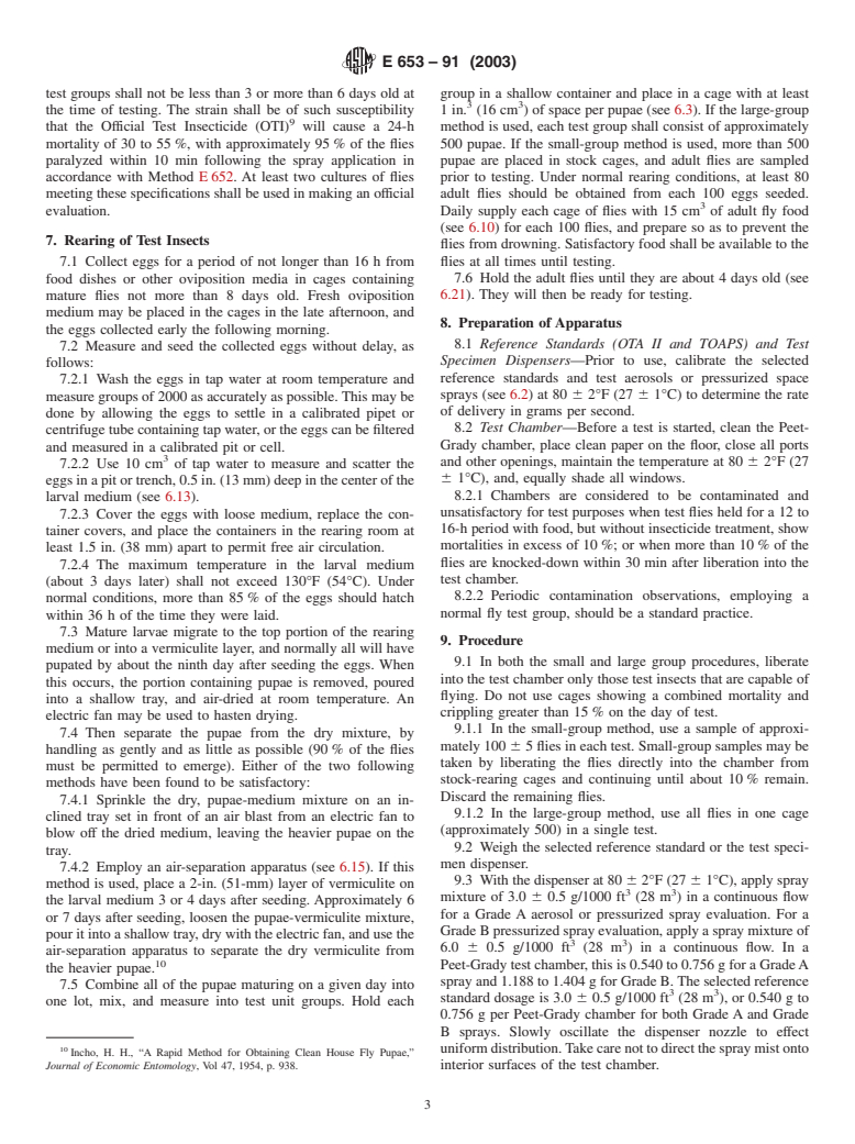 ASTM E653-91(2003) - Standard Test Method for Effectiveness of Aerosol and Pressurized Space Spray Insecticides Against Flying Insects