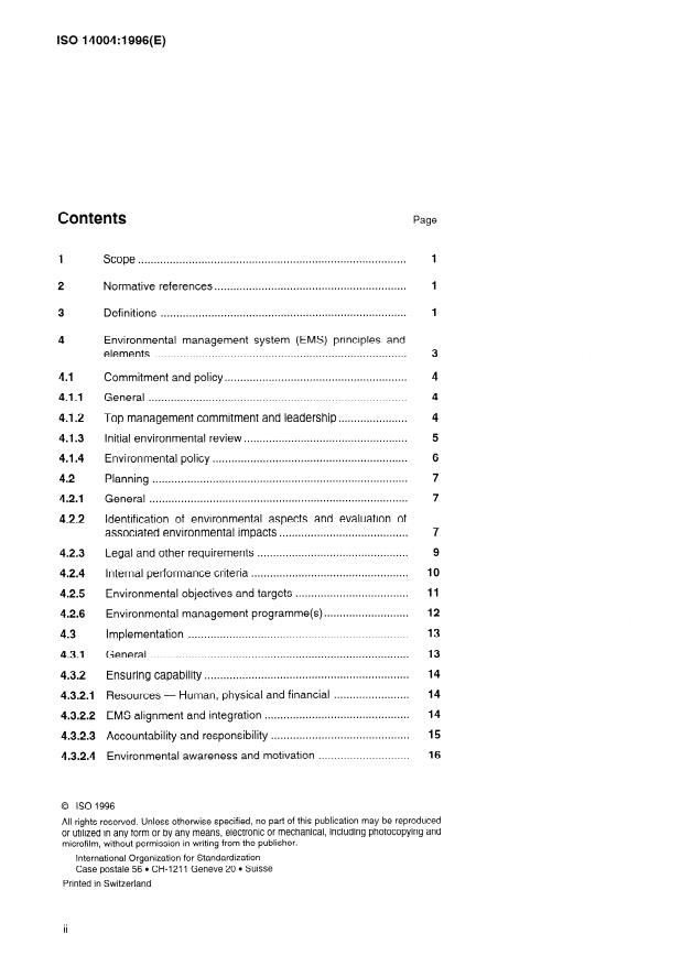ISO 14004:1996 ISO 14004:1996 - Environmental management systems -- General guidelines on principles, systems and supporting techniques - Page 2 preview