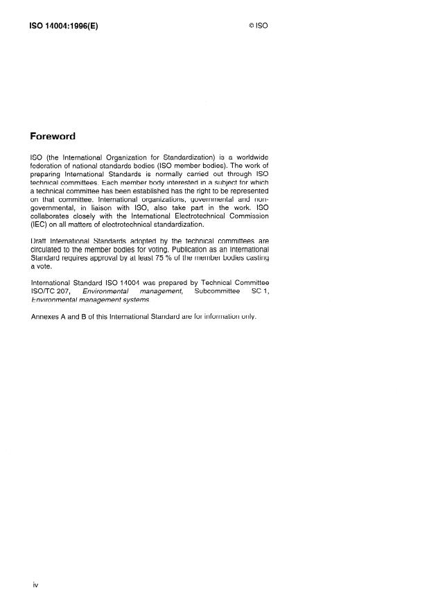 ISO 14004:1996 ISO 14004:1996 - Environmental management systems -- General guidelines on principles, systems and supporting techniques - Page 4 preview