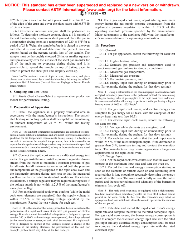 ASTM F2238-03 - Standard Test Method for Performance of Rapid Cook Ovens