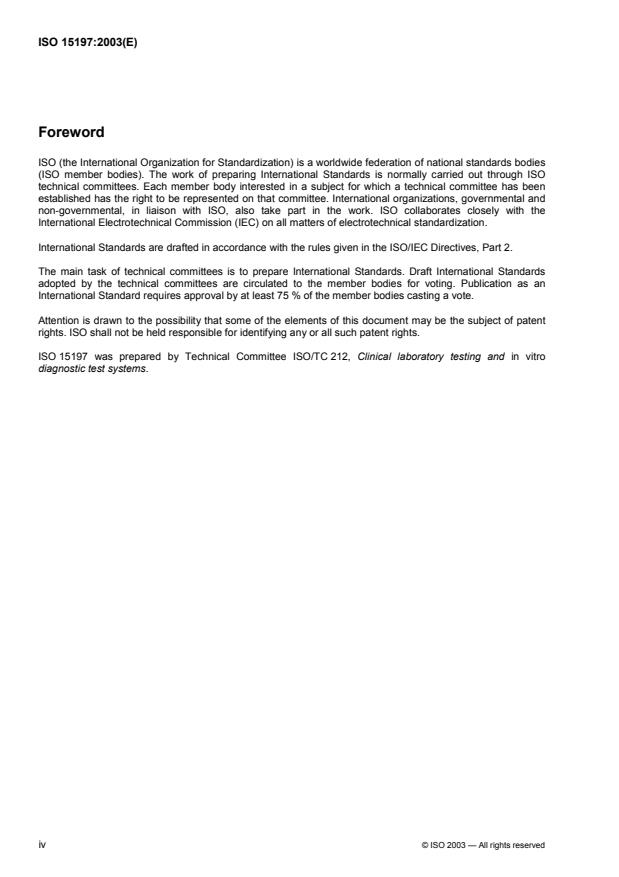 ISO 15197:2003 ISO 15197:2003 - In vitro diagnostic test systems -- Requirements for blood-glucose monitoring systems for self-testing in managing diabetes mellitus - Page 4 preview