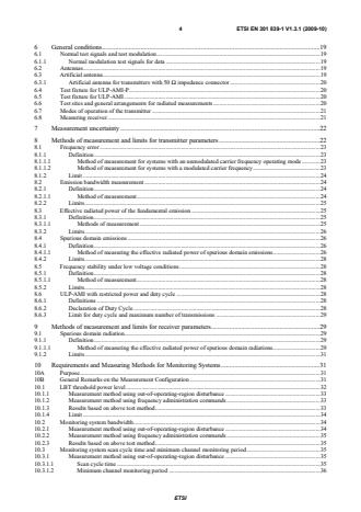 SIST EN 301 839-1 V1.3.1:2009 ETSI EN 301 839-1 V1.3.1 (2009-10) - Electromagnetic compatibility and Radio spectrum Matters (ERM); Short Range Devices (SRD); Ultra Low Power Active Medical Implants (ULP-AMI) and Peripherals (ULP-AMI-P) operating in the frequency range 402 MHz to 405 MHz; Part 1: Technical characteristics and test methods - Page 4 preview