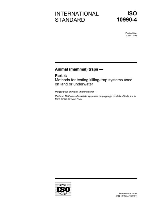 ISO 10990-4:1999 - Animal (mammal) traps