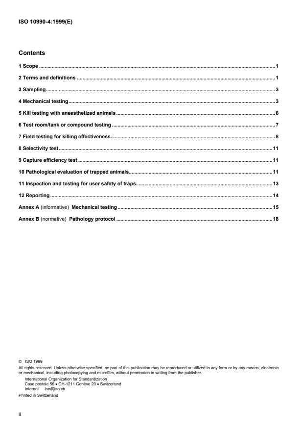 ISO 10990-4:1999 ISO 10990-4:1999 - Animal (mammal) traps - Page 2 preview