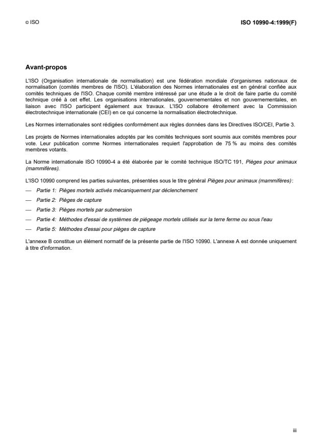 ISO 10990-4:1999 - Pieges pour animaux (mammiferes)