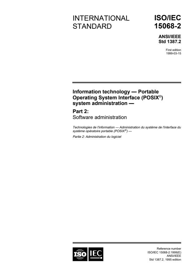 ISO/IEC 15068-2:1999 - Information technology -- Portable Operating System  Interface (POSIX) System Administration