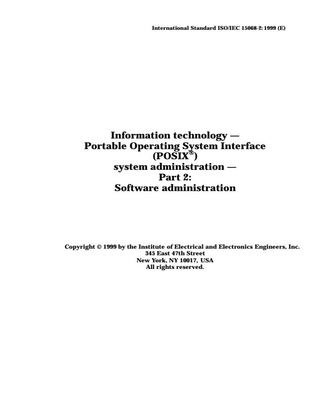 ISO/IEC 15068-2:1999 - Information technology -- Portable Operating System  Interface (POSIX) System Administration