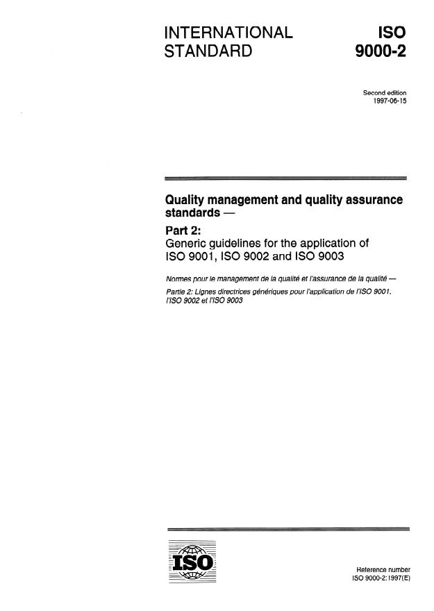 ISO 9000-2:1997 - Quality management and quality assurance standards