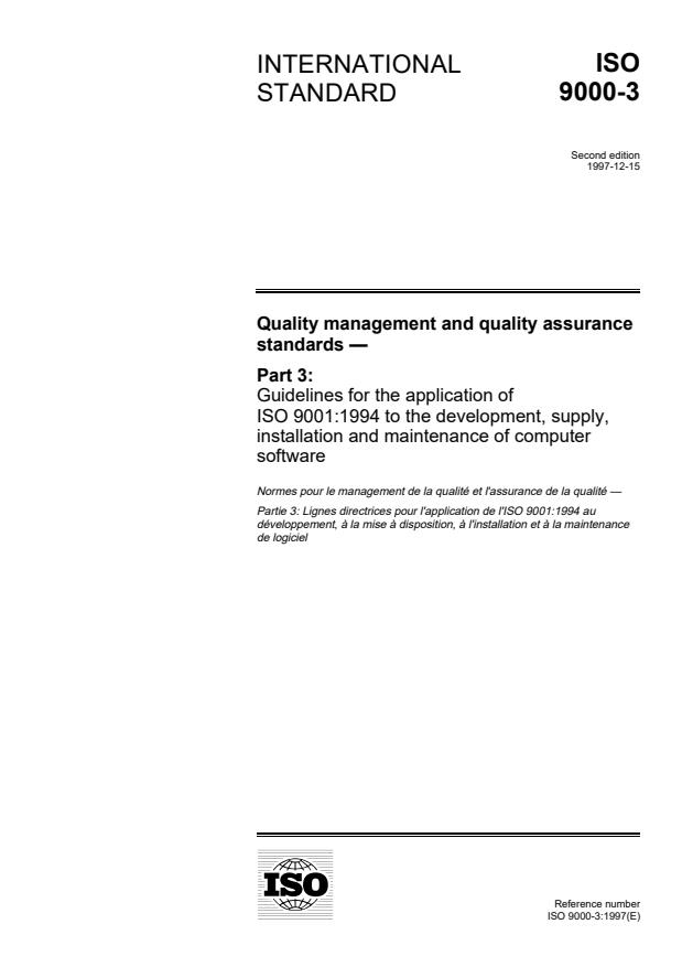 ISO 9000-3:1997 - Quality management and quality assurance standards