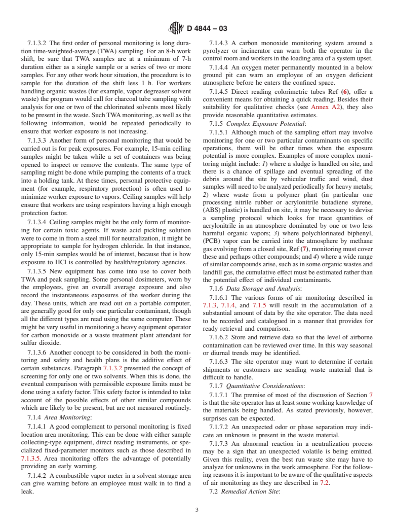 ASTM D4844-03 - Standard Guide for Air Monitoring at Waste Management Facilities for Worker Protection