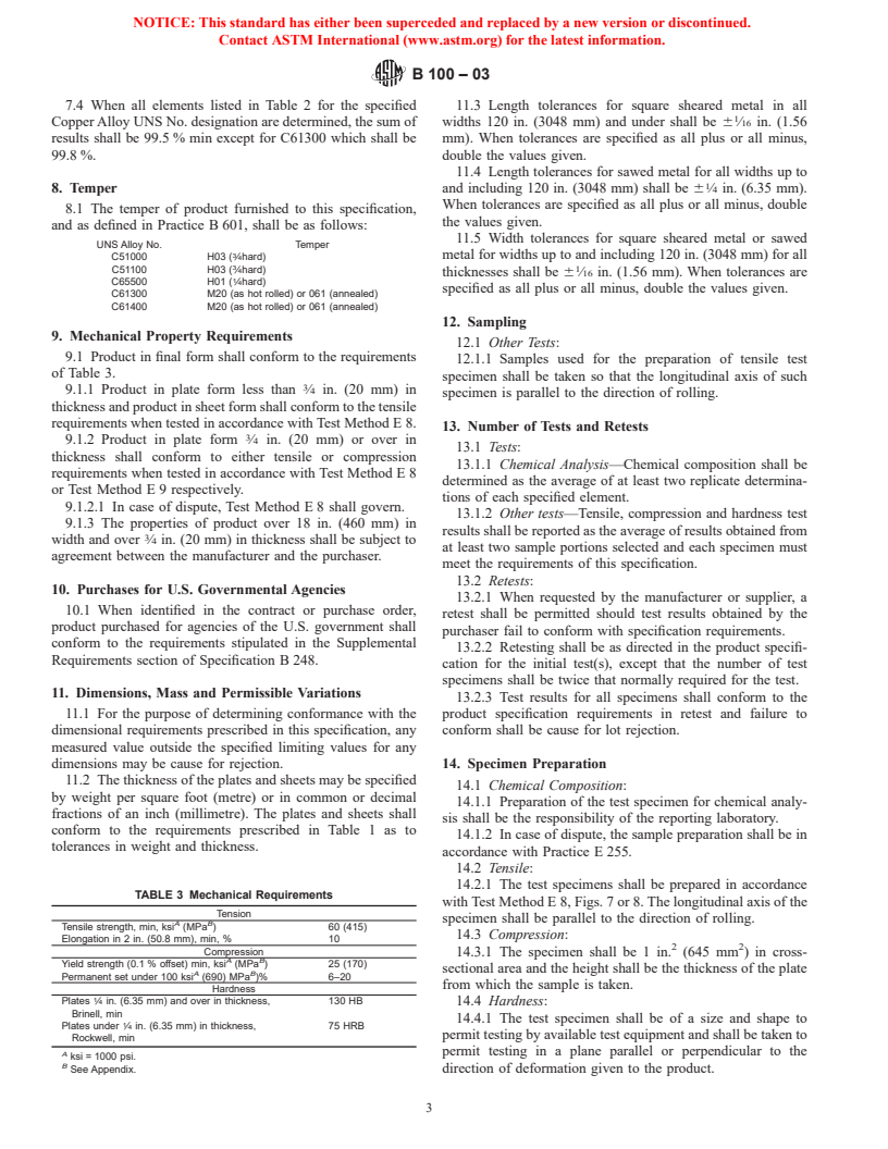ASTM B100-03 - Standard Specification for Wrought Copper-Alloy Bearing and Expansion Plates and Sheets for Bridge and Other Structural Use