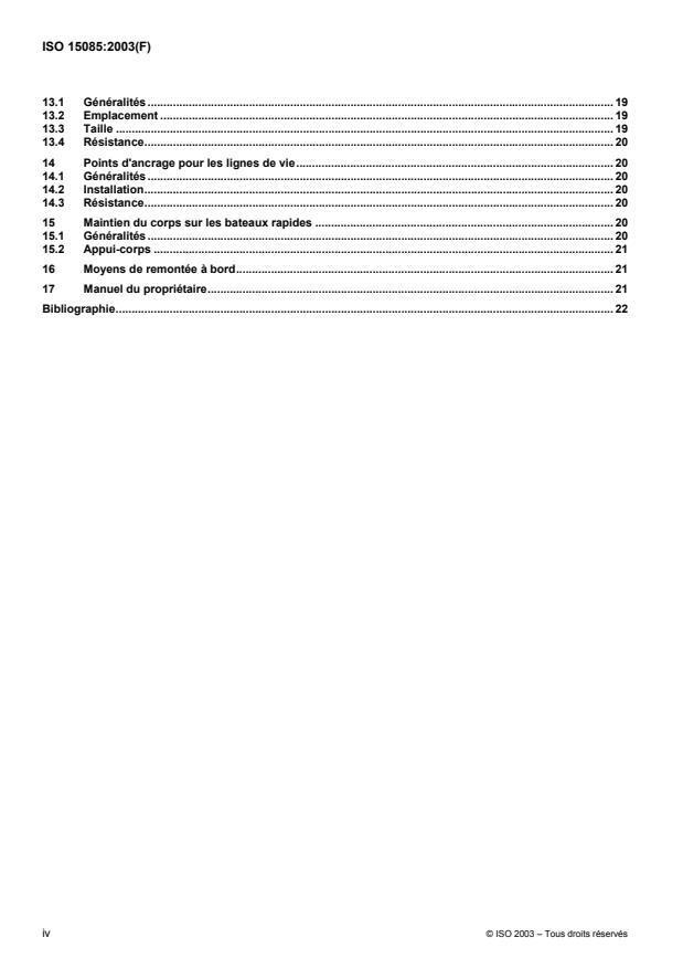 ISO 15085:2003 ISO 15085:2003 - Petits navires -- Prévention des chutes d'homme a la mer et remontée a bord - Page 4 preview