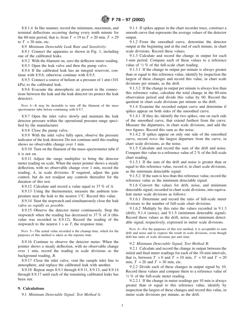 ASTM F78-97(2002) - Standard Test Method for Calibration of Helium Leak Detectors by Use of Secondary Standards (Withdrawn 2008)