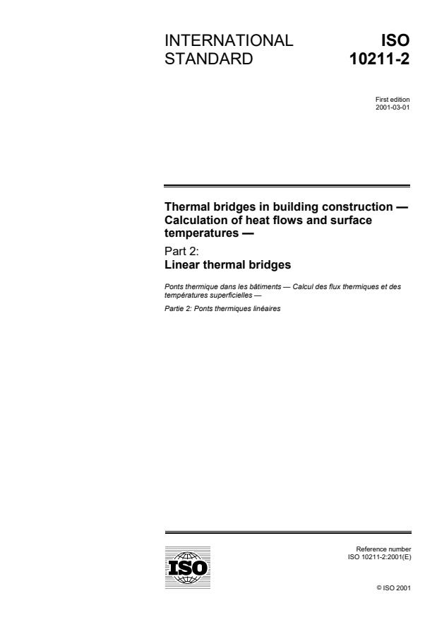 ISO 10211-2:2001 - Thermal bridges in building construction -- Calculation of heat flows and surface temperatures