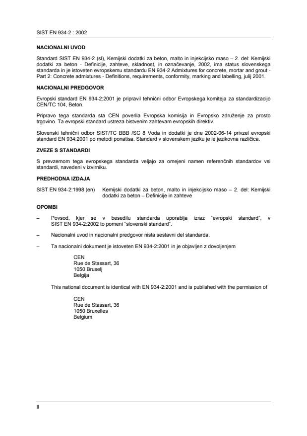 EN 934-2:2001 EN 934-2:2002 - Page 2 preview