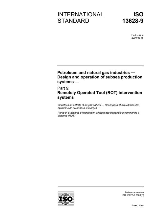 ISO 13628-9:2000 - Petroleum and natural gas industries -- Design and operation of subsea production systems