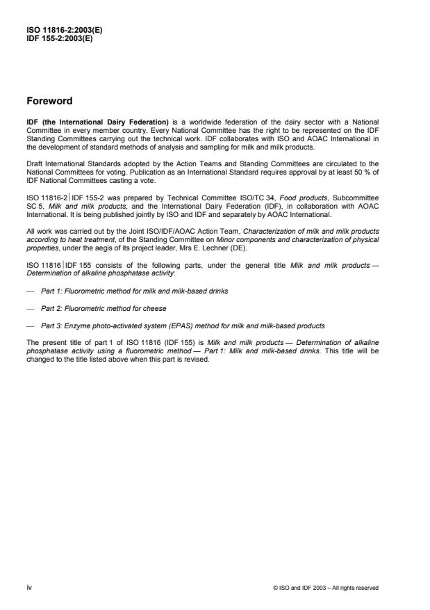 ISO 11816-2:2003 ISO 11816-2:2003 - Milk and milk products -- Determination of alkaline phosphatase activity - Page 4 preview
