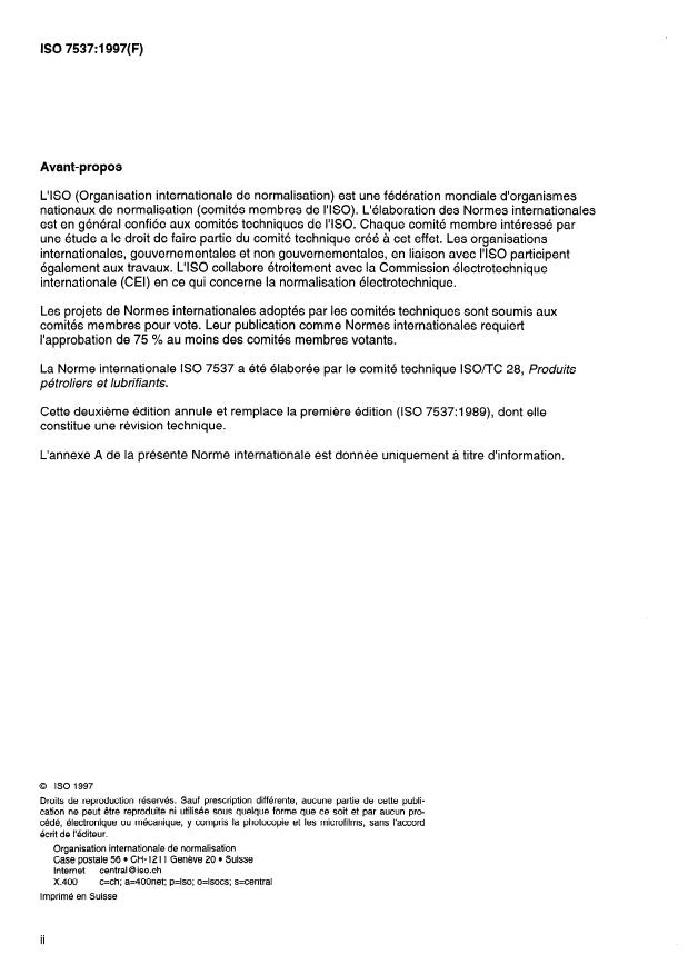 ISO 7537:1997 ISO 7537:1997 - Produits pétroliers -- Détermination de l'indice d'acide -- Méthode de titrage semi-micro par indicateur coloré - Page 2 preview