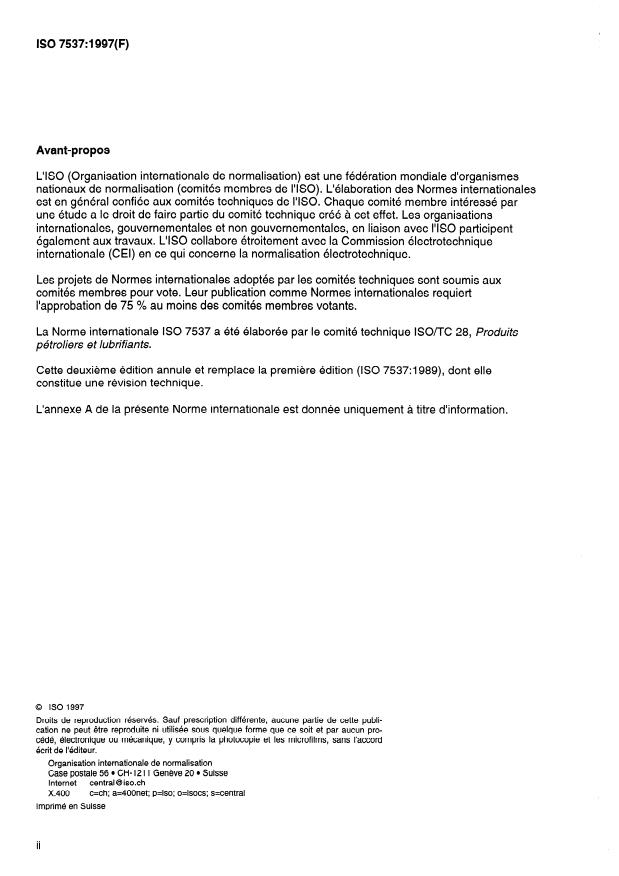 ISO 7537:1997 ISO 7537:1997 - Produits pétroliers -- Détermination de l'indice d'acide -- Méthode de titrage semi-micro par indicateur coloré - Page 2 preview