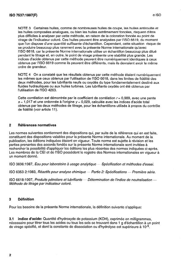 ISO 7537:1997 ISO 7537:1997 - Produits pétroliers -- Détermination de l'indice d'acide -- Méthode de titrage semi-micro par indicateur coloré - Page 4 preview