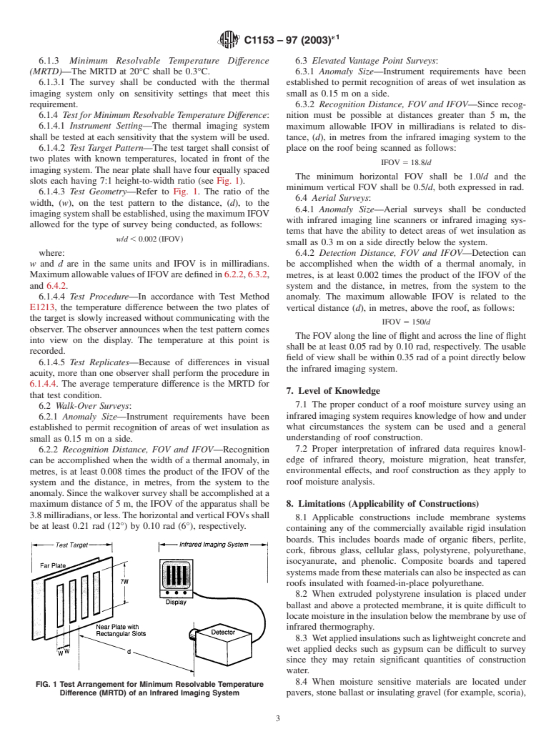 ASTM C1153-97(2003)e1 - Standard Practice for Location of Wet Insulation in Roofing Systems Using Infrared Imaging