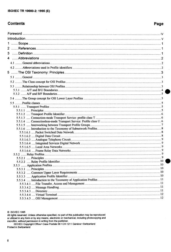 ISO/IEC TR 10000-2:1995 ISO/IEC TR 10000-2:1995 - Information technology -- Framework and taxonomy of International Standardized Profiles - Page 2 preview
