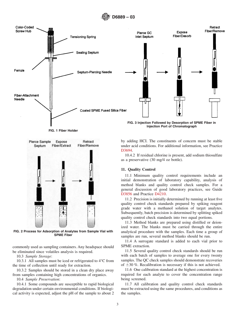 ASTM D6889-03 - Standard Practice for Fast Screening for Volatile Organic Compounds in Water Using Solid Phase Microextraction (SPME)