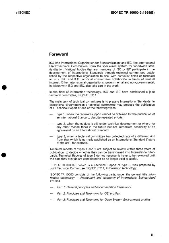 ISO/IEC TR 10000-3:1995 - Information technology -- Framework and taxonomy of International Standardized Profiles