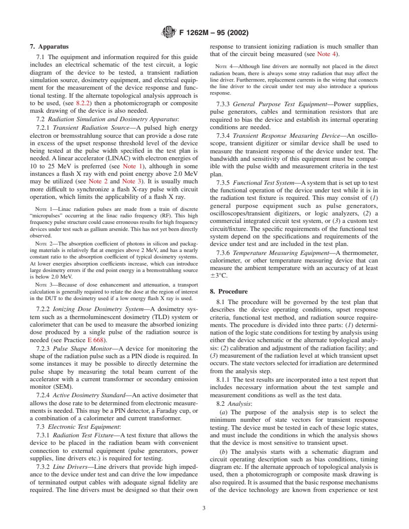 ASTM F1262M-95(2002) - Standard Guide for Transient Radiation Upset Threshold of Digital Integrated Circuits