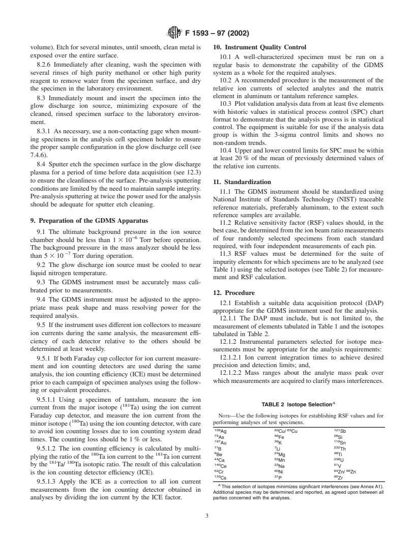 ASTM F1593-97(2002) - Standard Test Method for Trace Metallic Impurities in Electronic Grade Aluminum by High Mass-Resolution Glow-Discharge Mass Spectrometer