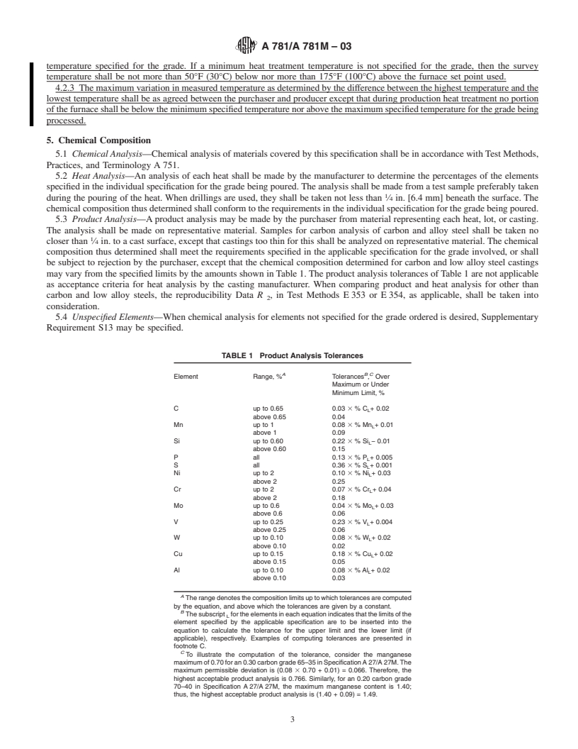 REDLINE ASTM A781/A781M-03 - Standard Specification for Castings, Steel and Alloy, Common Requirements, for General Industrial Use