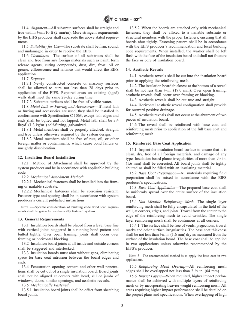 ASTM C1535-02e1 - Standard Practice for Application of Exterior Insulation and Finish Systems Class PI