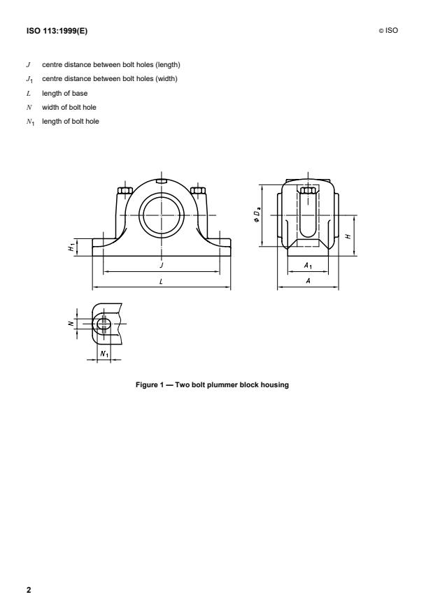 ISO 113:1999 ISO 113:1999 - Rolling bearings -- Plummer block housings -- Boundary dimensions - Page 4 preview