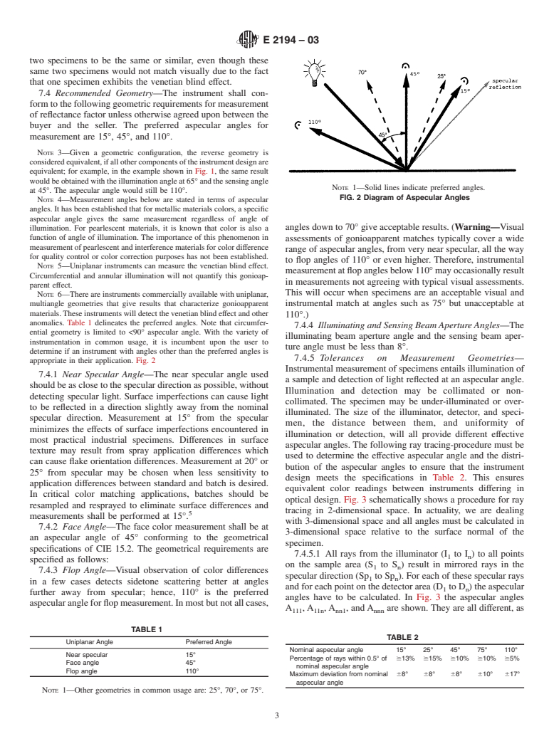 ASTM E2194-03 - Standard Practice for Multiangle Color Measurement of Metal Flake Pigmented Materials